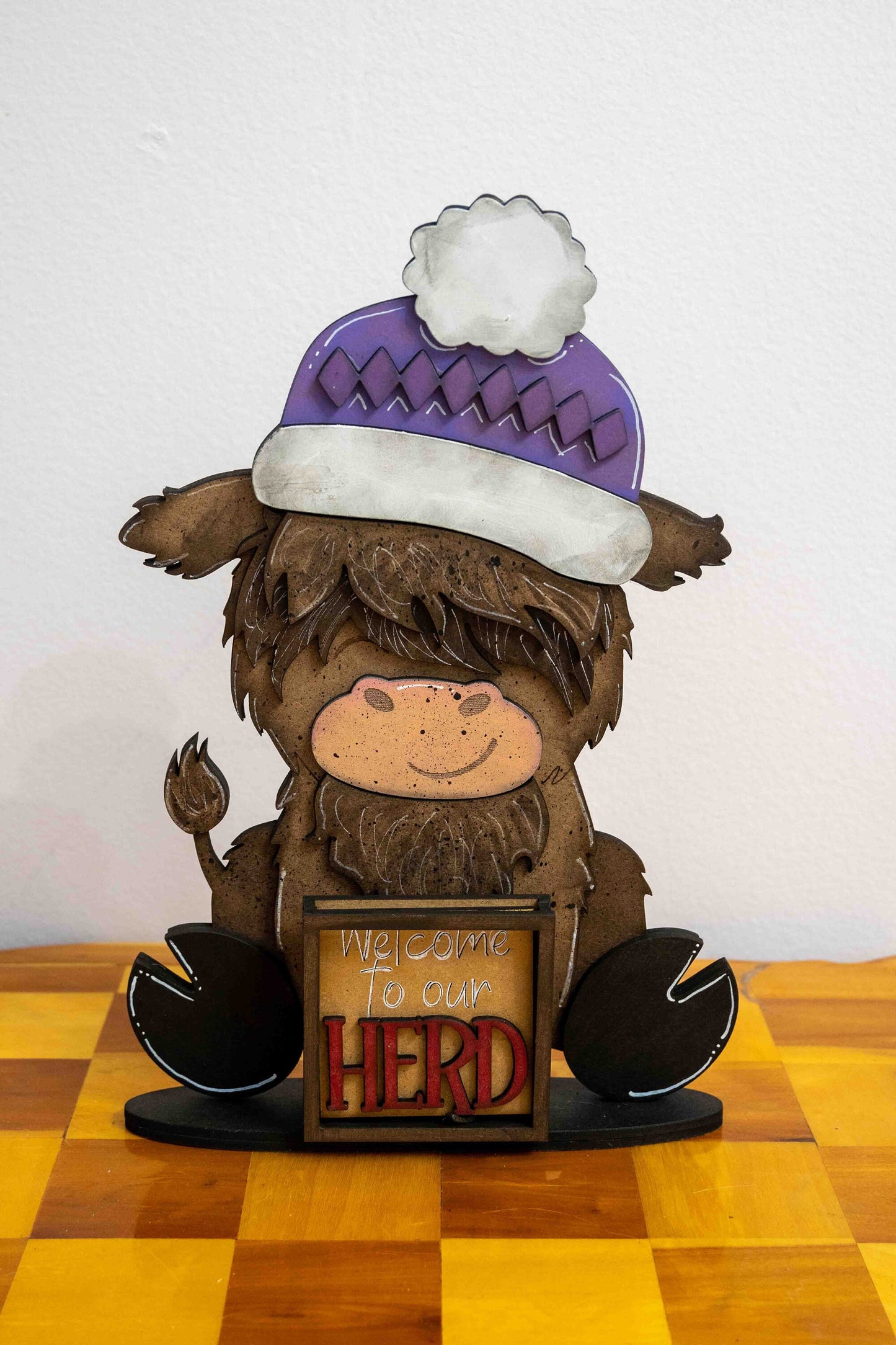 Interchangeable Highland Cow with Hats