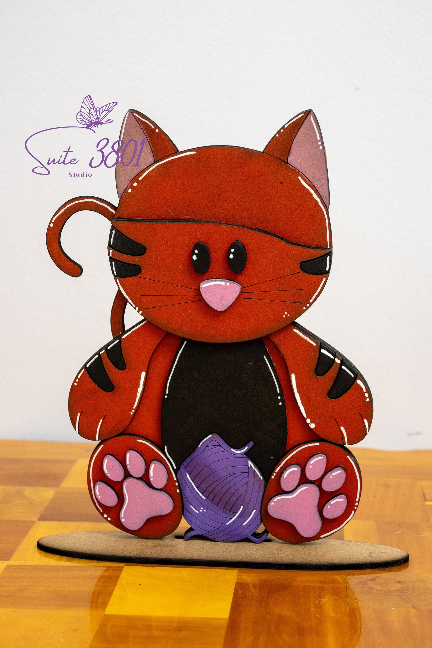 Inchangeable Animals - With seasonal hats-Laser Cut-Cat-Kitten-Hand Painted-Handmade-Home Decor-Seasonal-Hats-Bows-Laser Cut Wood-Custom