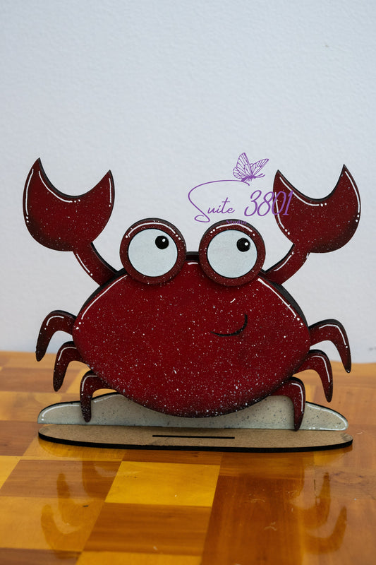 Inchangeable Animals - With seasonal hats-Laser Cut-Crab-Ocean-Hand Painted-Handmade-Home Decor-Seasonal-Hats-Bows-Laser Cut Wood-Custom