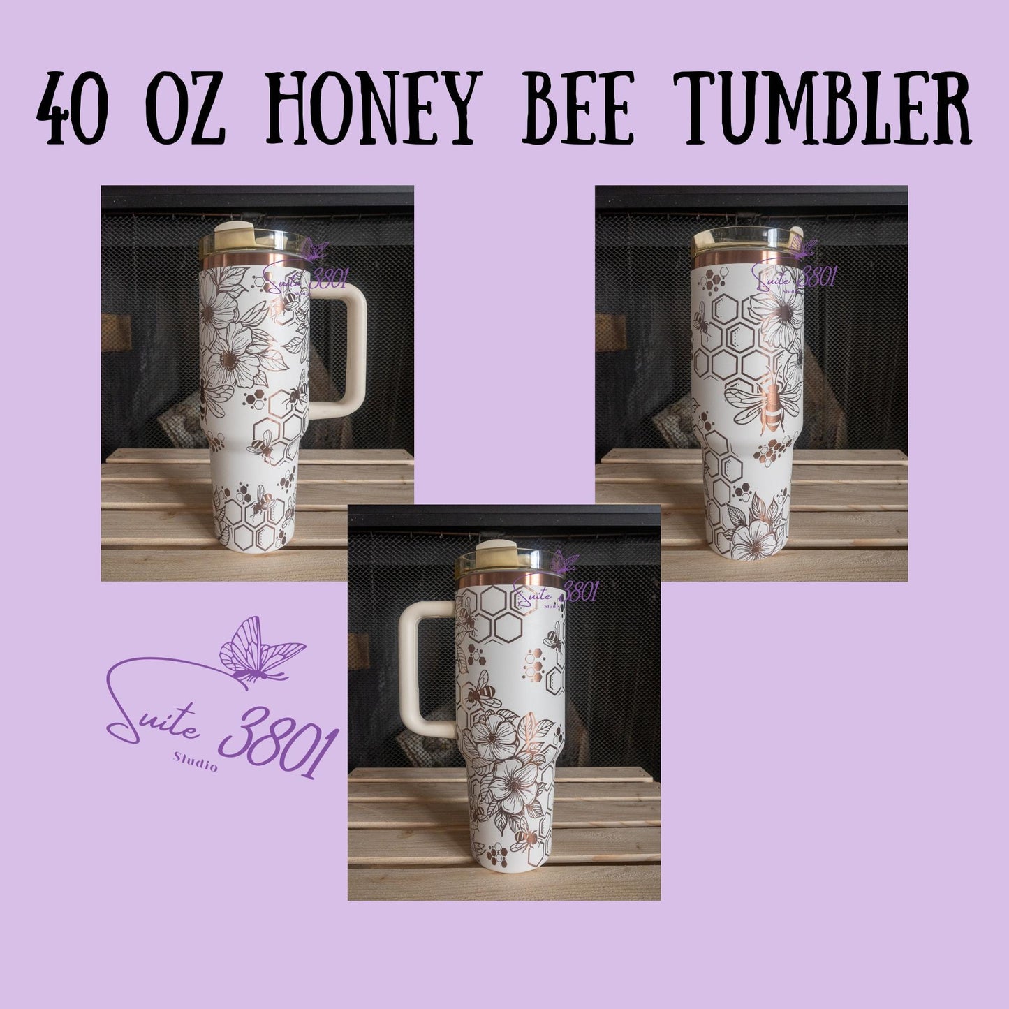 Honey Bee 40oz Engraved Tumbler