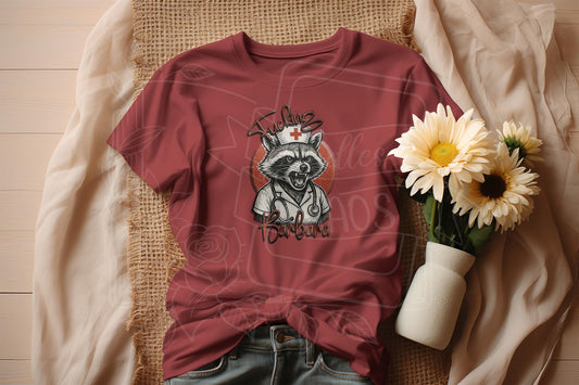 Kindles & Chaos Barbara Raccoon T-Shirt